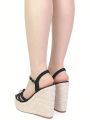 Women Espadrille Sandals High Wedges Ankle Strappy Peep Toe Platform Rome Shoes Casual Concise Summer Sandals