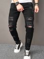 Men Ripped Frayed Skinny Jeans