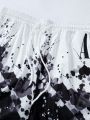 Men Splash Ink Print Tee & Shorts