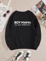 Women's Plus Size Letter Pattern Drop Shoulder Sweatshirt