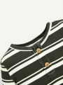 Cozy Cub Baby Boys' Striped Round Neck Long Sleeve Romper And Footed Pants Set