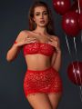 SHEIN Women'S Hollow Out Mesh See-Through Sexy Lingerie Set