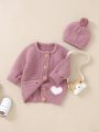 Infant Simplistic Solid Color Button-front Cardigan