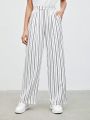 SHEIN BIZwear Ladies' Vertical Stripe Trousers With Slanted Pockets