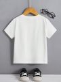 Toddler Boys' Casual Letter Print Short Sleeve Round Neck T-shirt Suitable For Summer