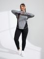 Yoga Basic Women's Plus Size Loose Color Blocking Drawstring Hoodie And Tight Breathable Sports Leggings Set