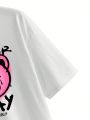 Summerdsgn Slogan & Cartoon Bear Printed Round Neck T-Shirt