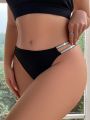 Women'S Plus Size Hollow Out Glitter Detail Elastic Band Panties