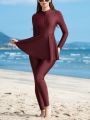 SHEIN Swim Mulvari Women'S Solid Color One-Piece Swimsuit