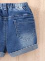 Baby Ripped Roll Up Hem Denim Shorts