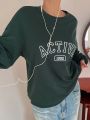 Dazy Star Women's Round Neck Dropping Shoulder Sweatshirt With Letter Print