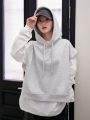 Dazy-Less Kangaroo Pocket Drawstring Hooded 2 In 1 Sweatshirt