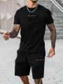 Men's Letter Printed Short Sleeve T-Shirt And Shorts Set