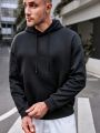 Manfinity Hypemode Men's Large Size Slogan Printed Knitted Casual Hooded Sweatshirt