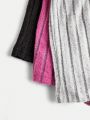 SHEIN Kids SUNSHNE Tween Girls' Solid Color Ribbed Knit Shorts