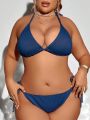 SHEIN Swim SXY Plus Size Halter Neck Side Tie Separated Swimsuit