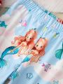 Toddler Girls' Mermaid Pattern Long Sleeve Long Pants Pajamas Set, 2pcs