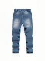 Boys' Distressed Washed Casual Jeans, Tween