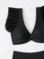 SHEIN Swim Vcay Women's Mesh Ruffle Edge Two-piece Swimsuit