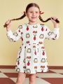 GARFIELD X SHEIN Young Girl Cartoon Pattern Printed Dress