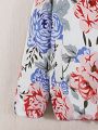SHEIN Kids EVRYDAY Girls' Floral Print Zip-up Hooded Jacket, For Tween