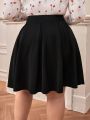 SHEIN Frenchy Women's Plus Size Pleated Short Skirt