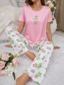 Women'S Cartoon Printed Pajama Set