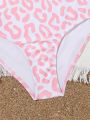 Teen Girls' Spliced Leopard Print Bikini Set