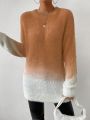 SHEIN Essnce Gradient Fluffy Knit Sweater