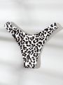 SHEIN Swim Summer Beach Leopard High Cut Bikini Panty