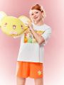 SHEIN X Cardcaptor Sakura Cartoon Printed Round Neck Casual Pajamas Set