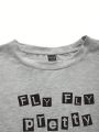 SFCHICKY Plus Size Letter Print Round Neck Slouchy T-shirt