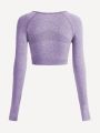 SHEIN Leisure Seamless Raglan Sleeve Crop Sports Tee