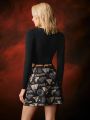 Game of Thrones X SHEIN Ladies' Sweetheart Neckline Cropped Top And Wrap Style Skirt Set