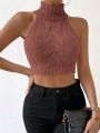 SHEIN Essnce 1pc Turtleneck Cable Knit Top