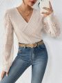 SHEIN Frenchy Women's Lace Long Sleeve Wrap Top