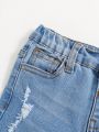 SHEIN Young Boy Ripped Frayed Cat Scratch Jeans