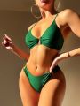 SHEIN Swim Vcay Solid Color Two-piece Swimsuit Set