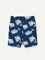 Cozy Cub 2pcs Baby Boy Cartoon Shark Print Short Sleeve T-Shirt And Shorts Pajama Set