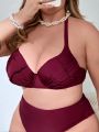 SHEIN Swim Chicsea Plus Size Women's Ruched Swimsuit Top