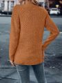 SHEIN LUNE Solid V Neck Drop Shoulder Sweater