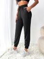 SHEIN Street Sport Rhinestone Detail Drawstring Waist Sports Pants