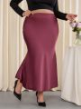 SHEIN Privé Plus Size Elegant Mermaid Hem Midi Skirt