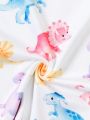 SHEIN Kids QTFun Toddler Girls' Cute Dinosaur Pattern T-shirt