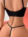 3pcs Women's Solid Color Thong Panties