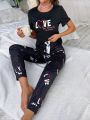 Heart & Letter Graphic PJ Set