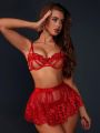 SHEIN Women's Sexy Lingerie Set With Heart-Shaped Embroidery