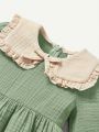 Cozy Cub Baby Girl Contrast Collar Smock Dress