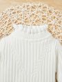 Baby Girls' Knitted Sweater With Ruffle Trim And Ribbed Hem