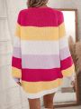 SHEIN Essnce Color Block Lantern Sleeve Sweater Dress